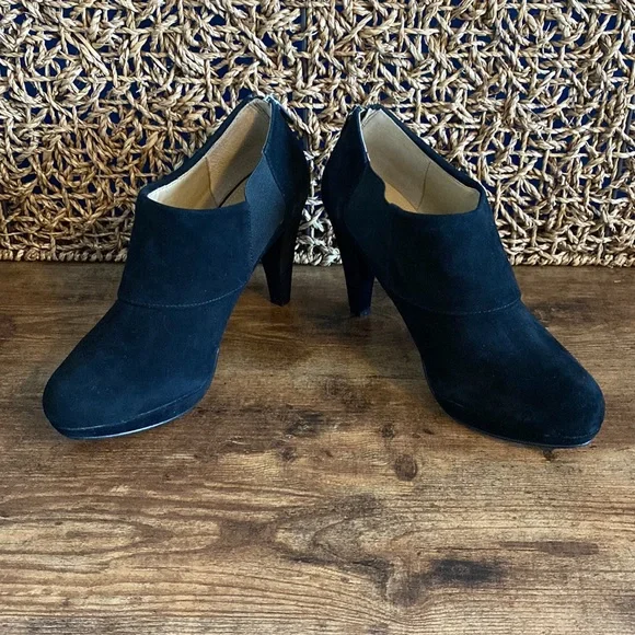 Adrienne Vittadini LEATHER WOMENS HEELED BOOTS SIZE 9.5 velvet black shoes - Picture 5 of 12